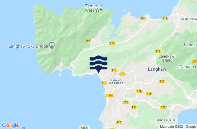Carte des horaires des marées pour Kuala Teriang, Malaysia