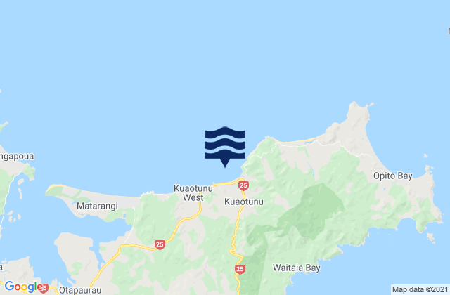 Carte des horaires des marées pour Kuaotunu Beach, New Zealand