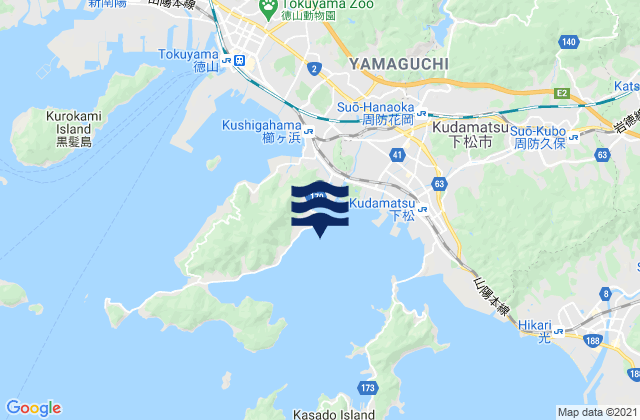 Carte des horaires des marées pour Kudamatu, Japan