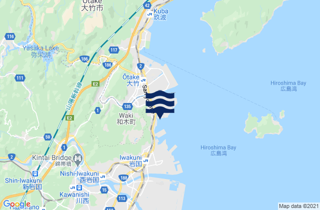 Carte des horaires des marées pour Kuga Gun, Japan