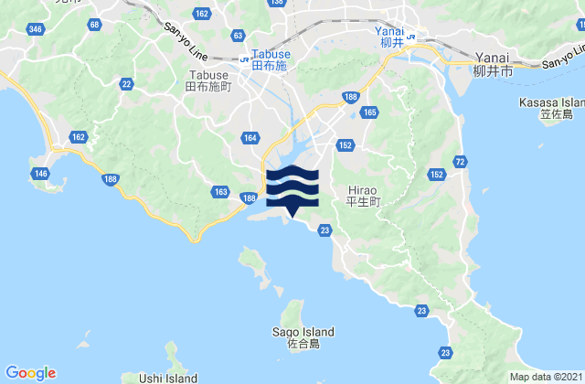 Carte des horaires des marées pour Kumage-gun, Japan