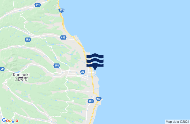 Carte des horaires des marées pour Kunisaki-shi, Japan