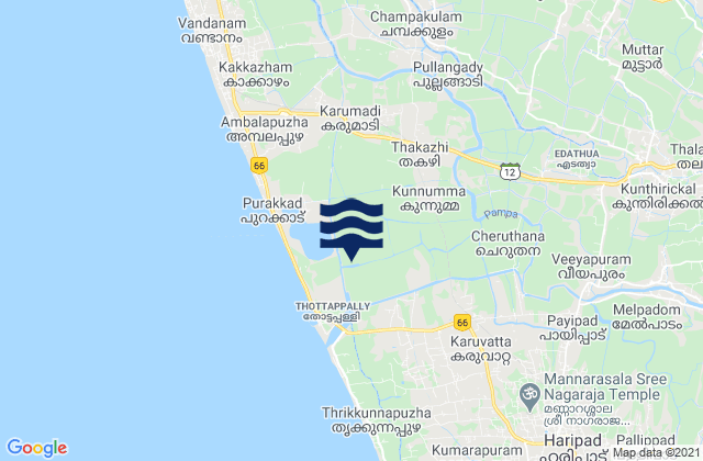 Carte des horaires des marées pour Kunnumma, India