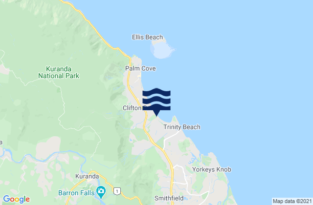 Carte des horaires des marées pour Kuranda, Australia