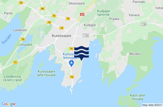 Carte des horaires des marées pour Kuressaare, Estonia
