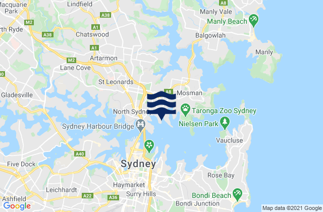 Carte des horaires des marées pour Kurraba Point, Australia