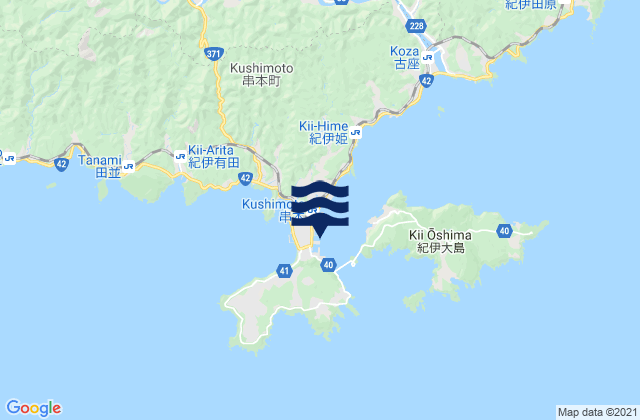 Carte des horaires des marées pour Kusimoto, Japan