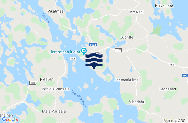 Carte des horaires des marées pour Kustavi, Finland