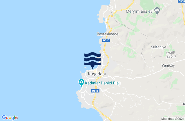 Carte des horaires des marées pour Kuşadası, Turkey