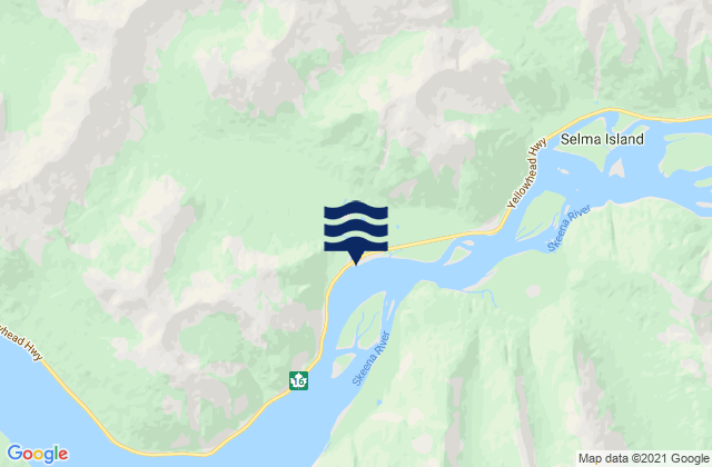 Carte des horaires des marées pour Kwinitsa Creek, Canada