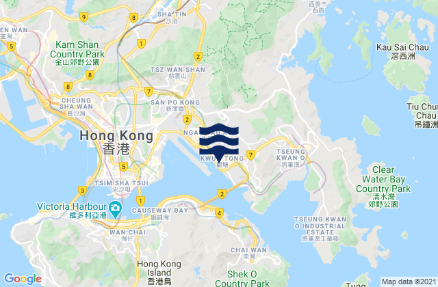 Carte des horaires des marées pour Kwun Tong, Hong Kong