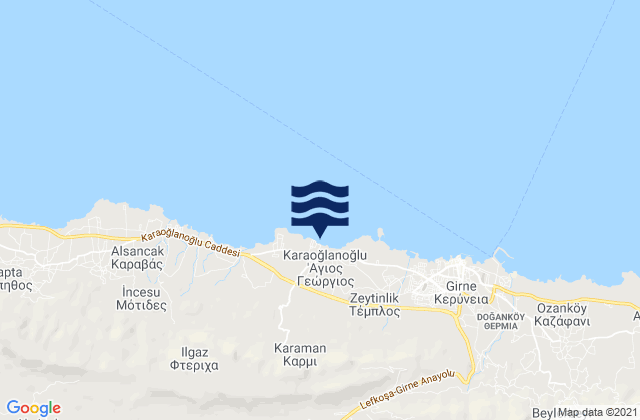 Carte des horaires des marées pour Kármi, Cyprus