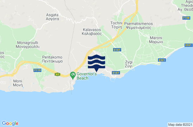 Carte des horaires des marées pour Káto Drys, Cyprus
