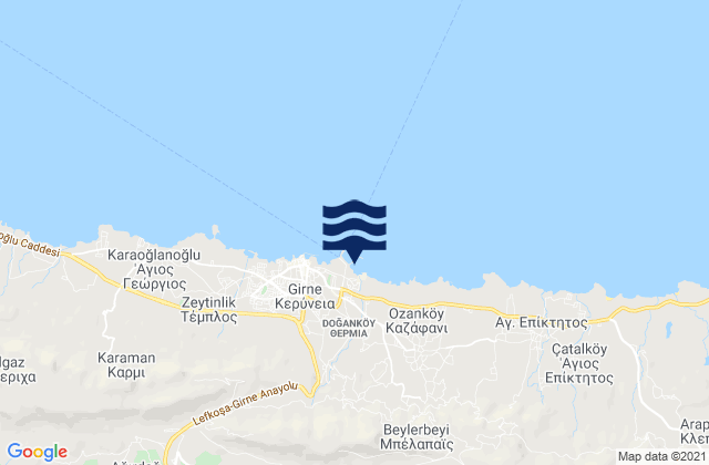 Carte des horaires des marées pour Káto Díkomo, Cyprus