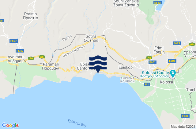 Carte des horaires des marées pour Káto Kivídes, Cyprus
