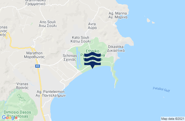 Carte des horaires des marées pour Káto Soúlion, Greece