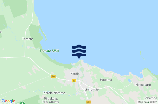 Carte des horaires des marées pour Kärdla, Estonia
