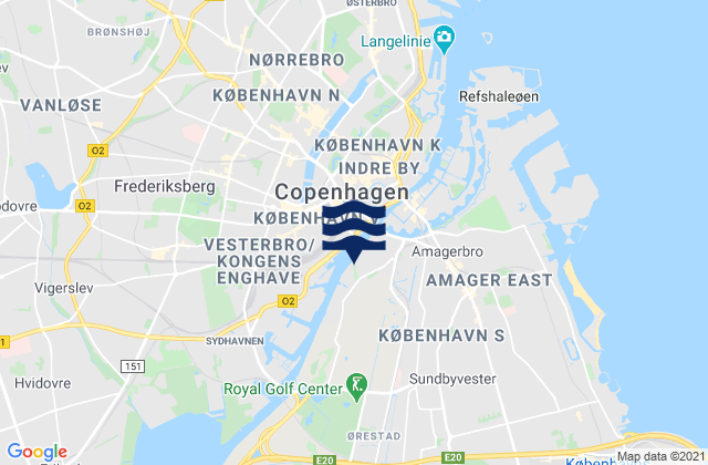 Carte des horaires des marées pour København, Denmark