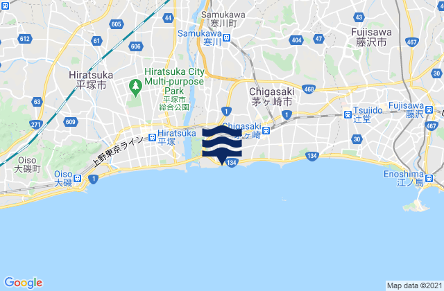 Carte des horaires des marées pour Kōza-gun, Japan