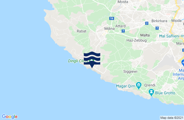 Carte des horaires des marées pour L-Imdina, Malta
