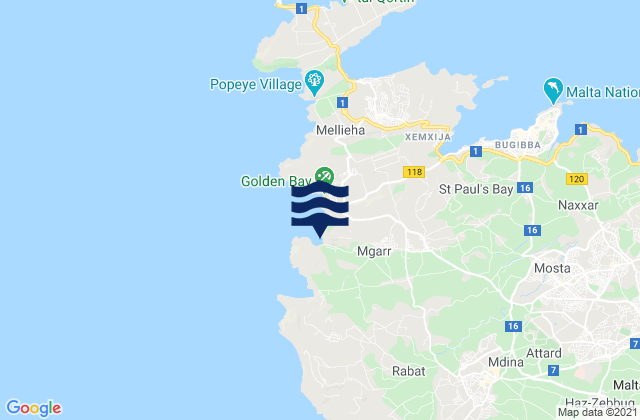 Carte des horaires des marées pour L-Imġarr, Malta