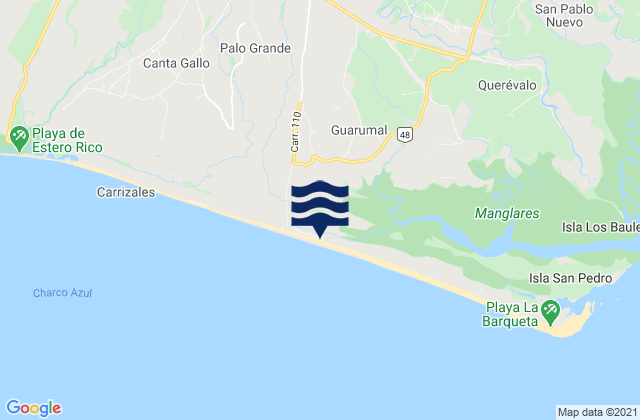 Carte des horaires des marées pour La Barqueta, Panama