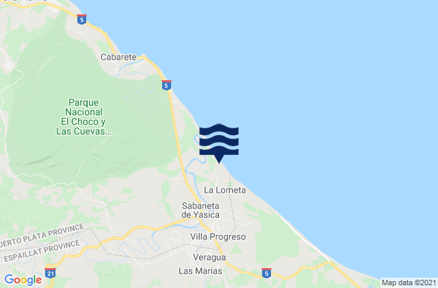 Carte des horaires des marées pour La Boca, Dominican Republic