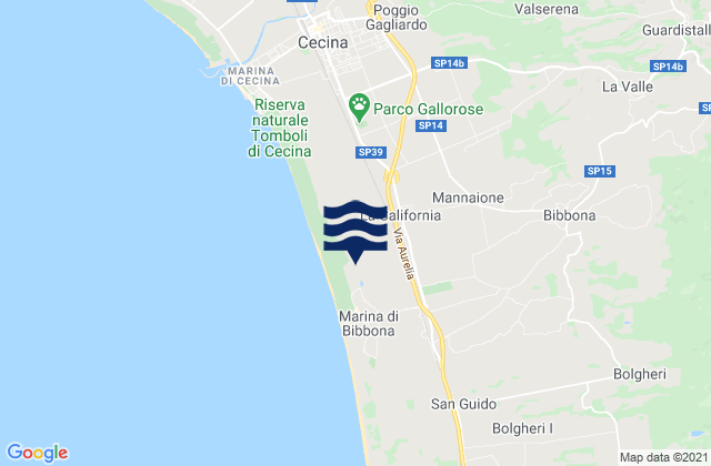Carte des horaires des marées pour La California, Italy