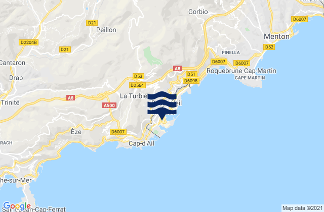 Carte des horaires des marées pour La Condamine, Monaco