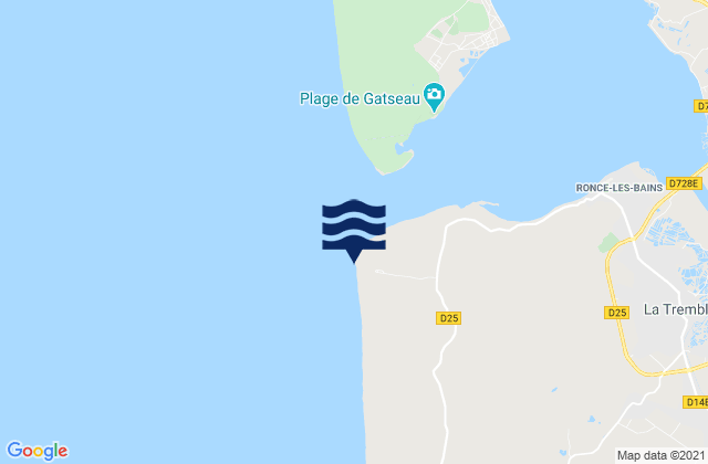 Carte des horaires des marées pour La Cote Sauvage - La Pointe Espagnole, France