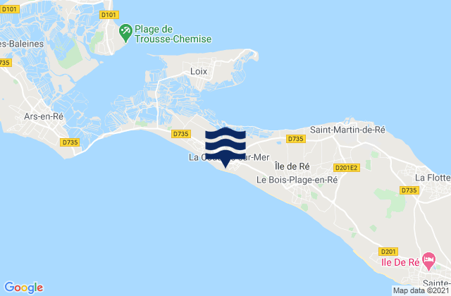 Carte des horaires des marées pour La Couarde-sur-Mer, France