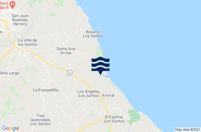 Carte des horaires des marées pour La Espigadilla, Panama