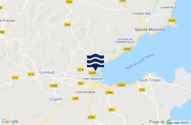 Carte des horaires des marées pour La Garde-Freinet, France