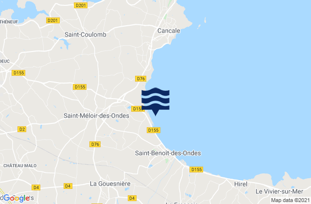 Carte des horaires des marées pour La Gouesnière, France
