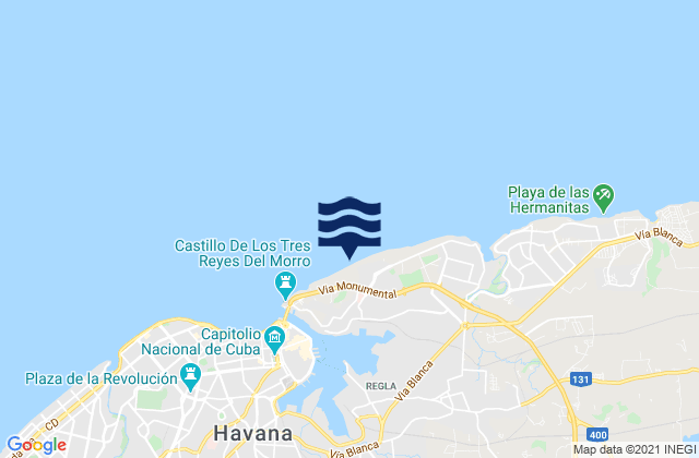 Carte des horaires des marées pour La Habana, Cuba
