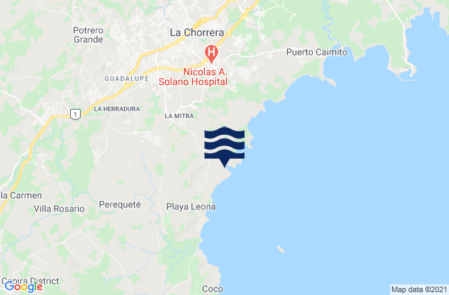 Carte des horaires des marées pour La Herradura, Panama