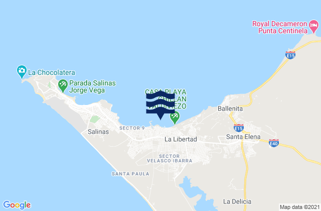 Carte des horaires des marées pour La Libertad Bahia De Santa Elena, Ecuador