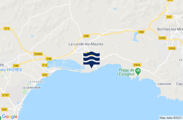 Carte des horaires des marées pour La Londe-les-Maures, France