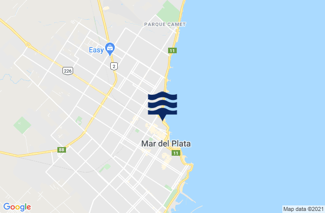 Carte des horaires des marées pour La Perla (Mar del Plata), Argentina