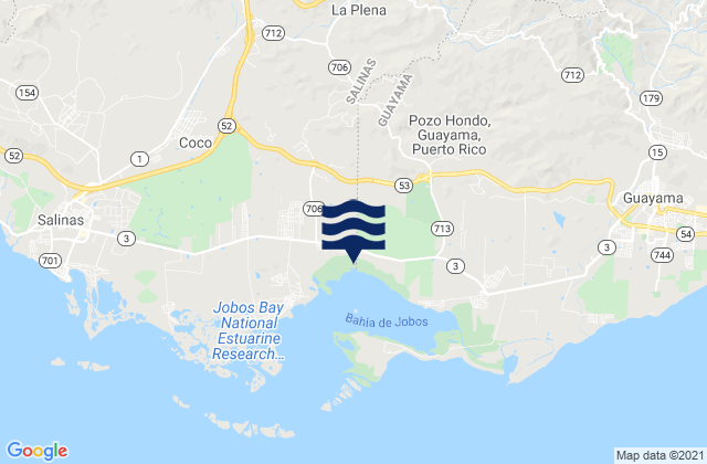 Carte des horaires des marées pour La Plena, Puerto Rico