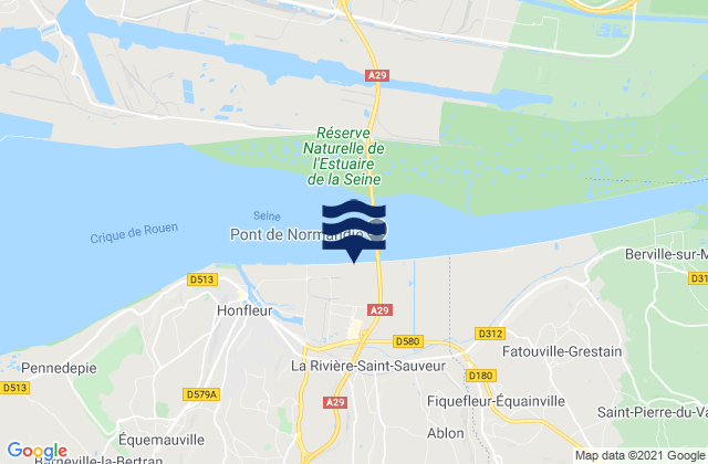 Carte des horaires des marées pour La Rivière-Saint-Sauveur, France