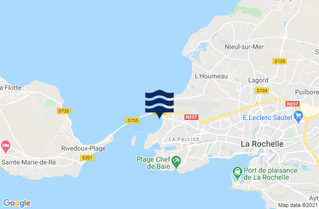 Carte des horaires des marées pour La Rochelle-La Pallice, France
