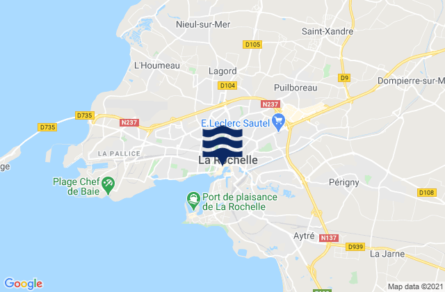 Carte des horaires des marées pour La Rochelle, France