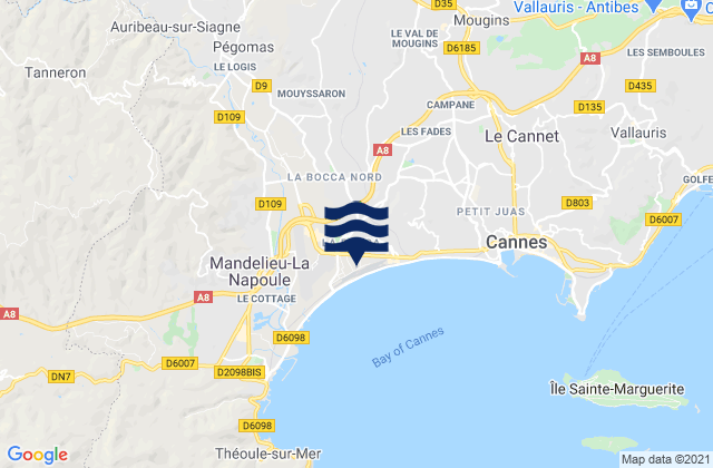 Carte des horaires des marées pour La Roquette-sur-Siagne, France