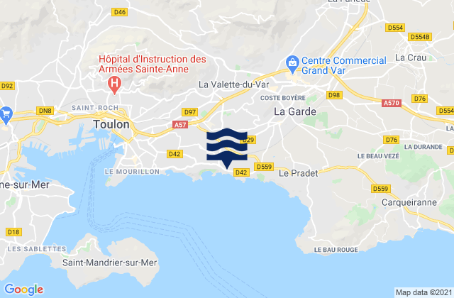 Carte des horaires des marées pour La Valette-du-Var, France