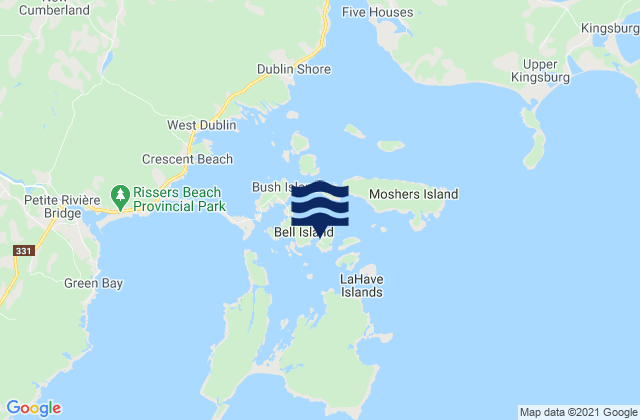 Carte des horaires des marées pour LaHave Island, Canada