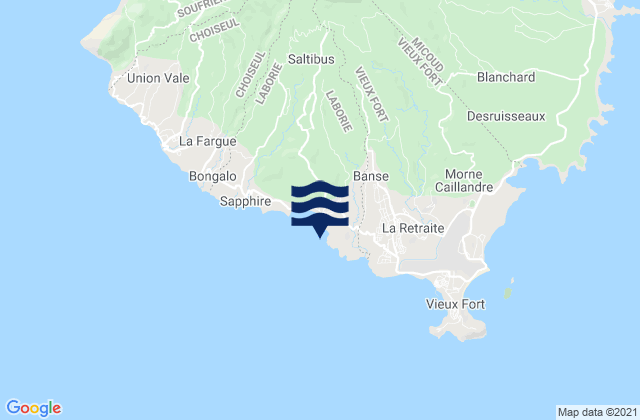 Carte des horaires des marées pour Laborie, Saint Lucia