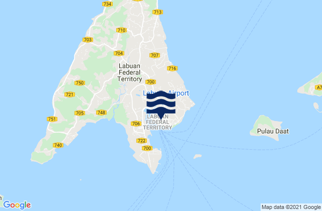 Carte des horaires des marées pour Labuan, Malaysia