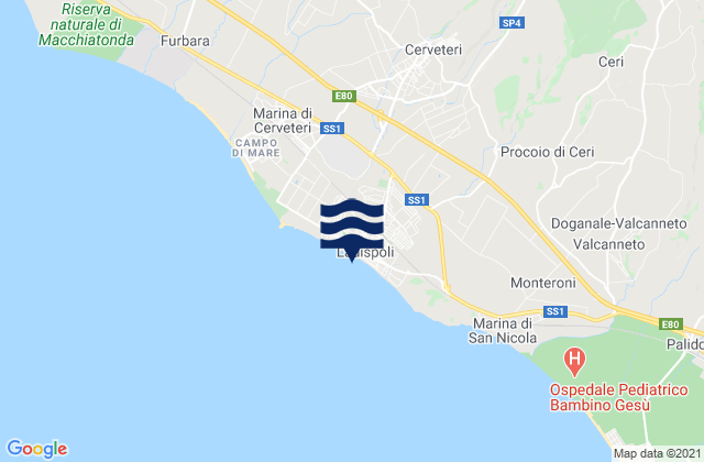 Carte des horaires des marées pour Ladispoli, Italy
