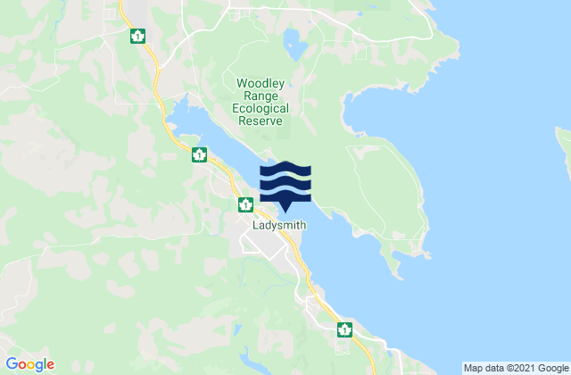 Carte des horaires des marées pour Ladysmith, Canada